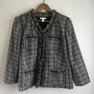 Charter Club Blazer Wool Blend Tweed Plaid Old Money Academia Quiet Luxury - XL